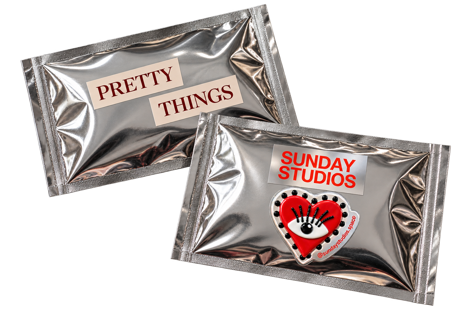 Sunday Studios gift card as silver foil package